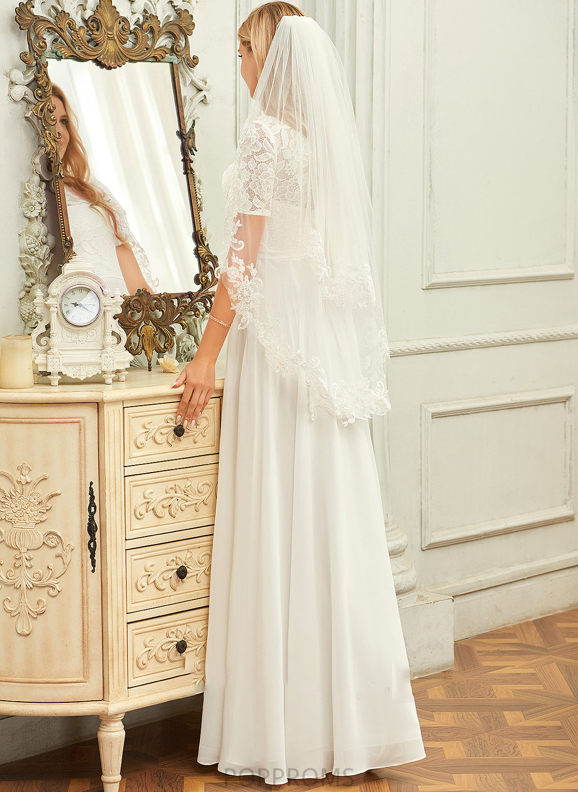 Lace Payten Floor-Length Neck A-Line Dress Wedding Scoop Wedding Dresses Chiffon