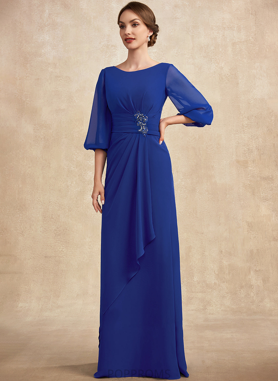 Mother of the Bride Dresses Dress the of Chiffon Mother Ruffle Floor-Length Bride Beading With Scoop Neck A-Line Shiloh