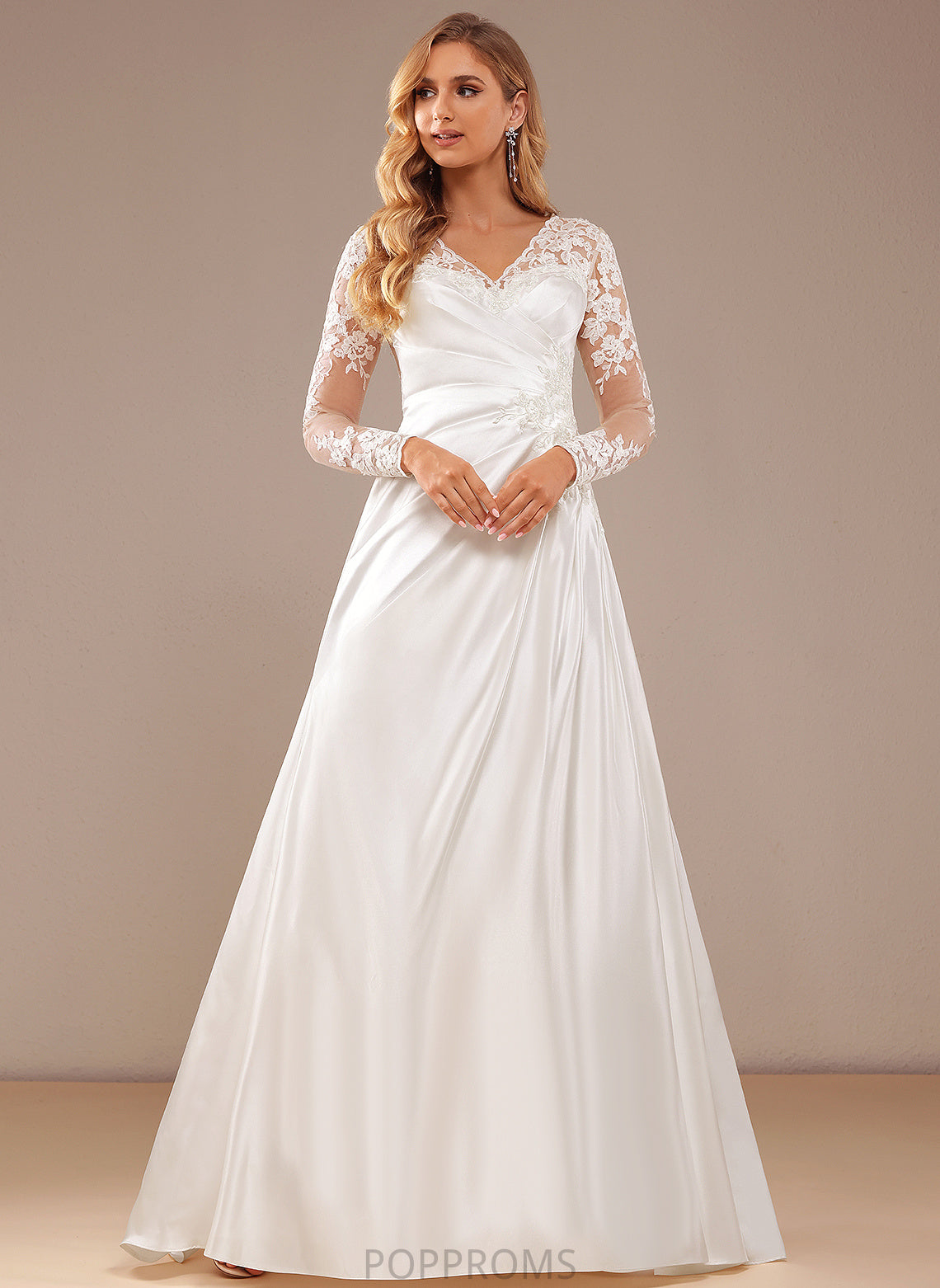 Sequins A-Line Train Dress Lace Court Catalina Satin Lace With Wedding Dresses Wedding V-neck