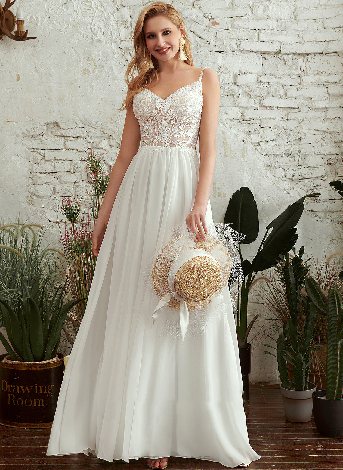 V-neck Wedding Dresses Dress Wedding With Split Kenya Beading A-Line Front Floor-Length