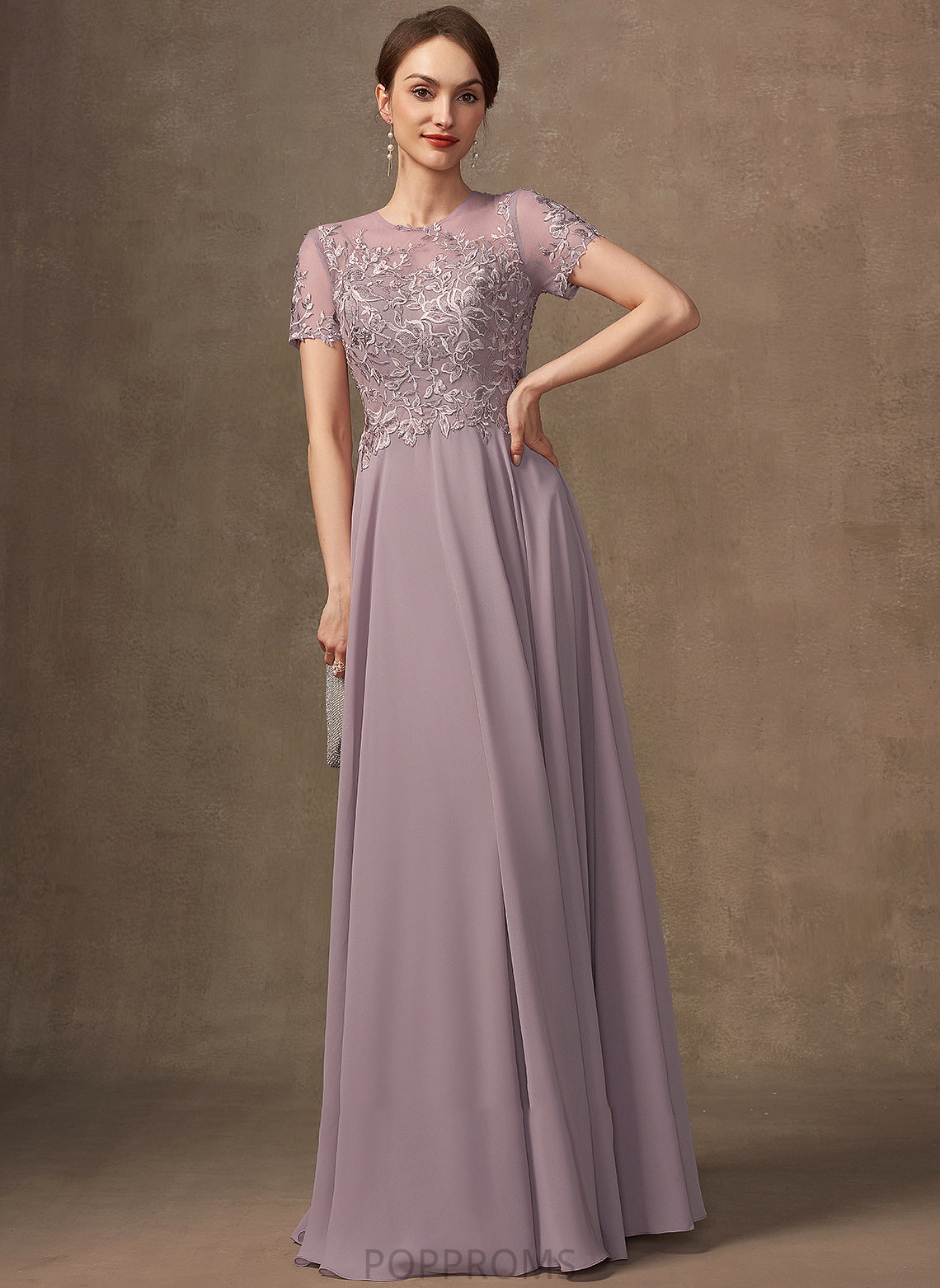 Lace Scoop Mother Neck Dress Bride Chiffon the Beading Sequins of Mother of the Bride Dresses Floor-Length Kiley With A-Line