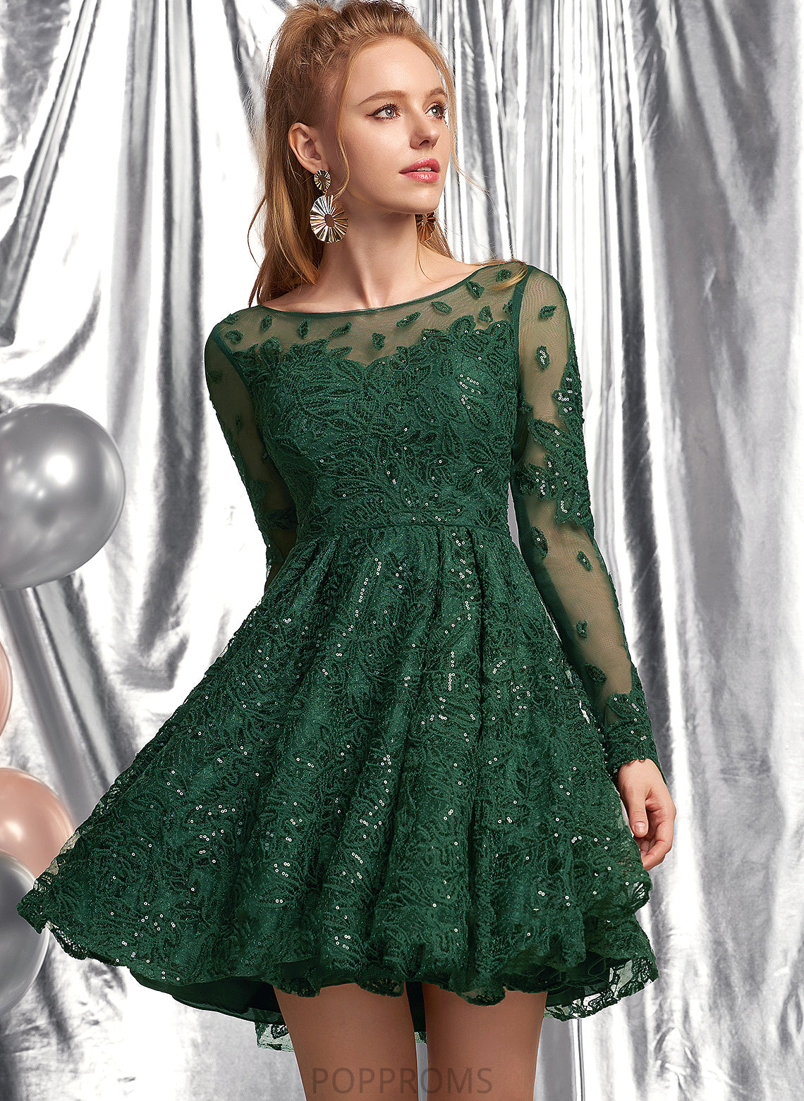 Lace Short/Mini A-Line Sequins With Neck Homecoming Lace Dress Homecoming Dresses Taniya Scoop