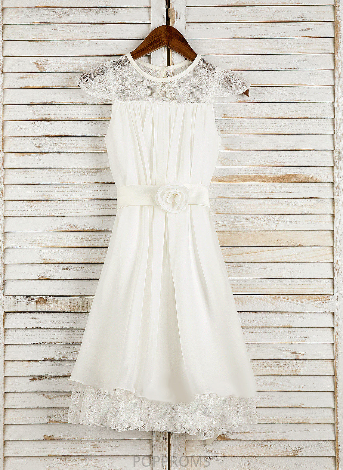 Flower Girl Dresses Dress A-Line - Brianna Lace/Flower(s) With Sleeveless Scoop Chiffon Girl Tea-length Flower Neck