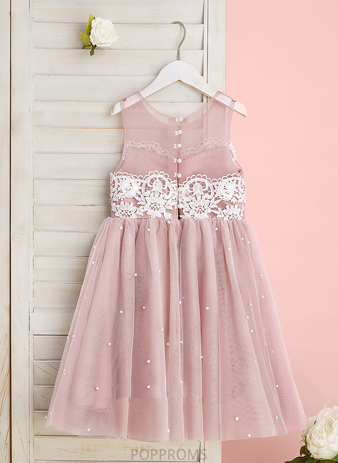 With Neck A-Line Flower Girl Dresses Sleeveless Scoop Lace/Beading Amani Flower Tulle Knee-length Girl - Dress