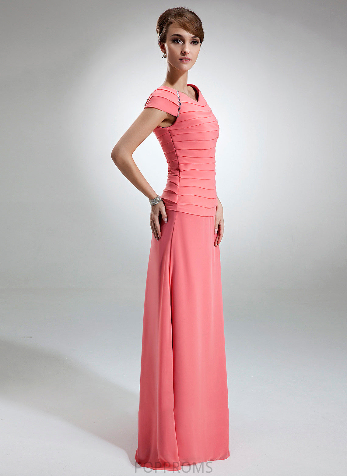 Bride Floor-Length the A-Line Ruffle Beading With Dress Scoop Mother of the Bride Dresses Chiffon of Ina Mother Neck