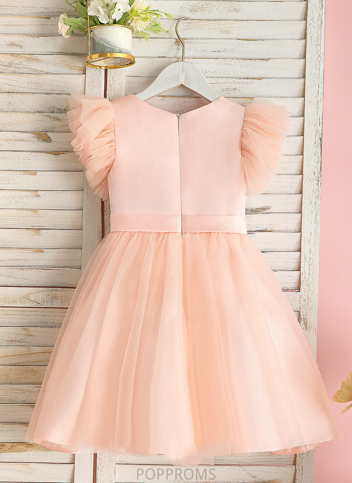 Tulle Simone Flower Scoop - Flower Girl Dresses Sleeves Short Knee-length Girl Neck A-Line Dress