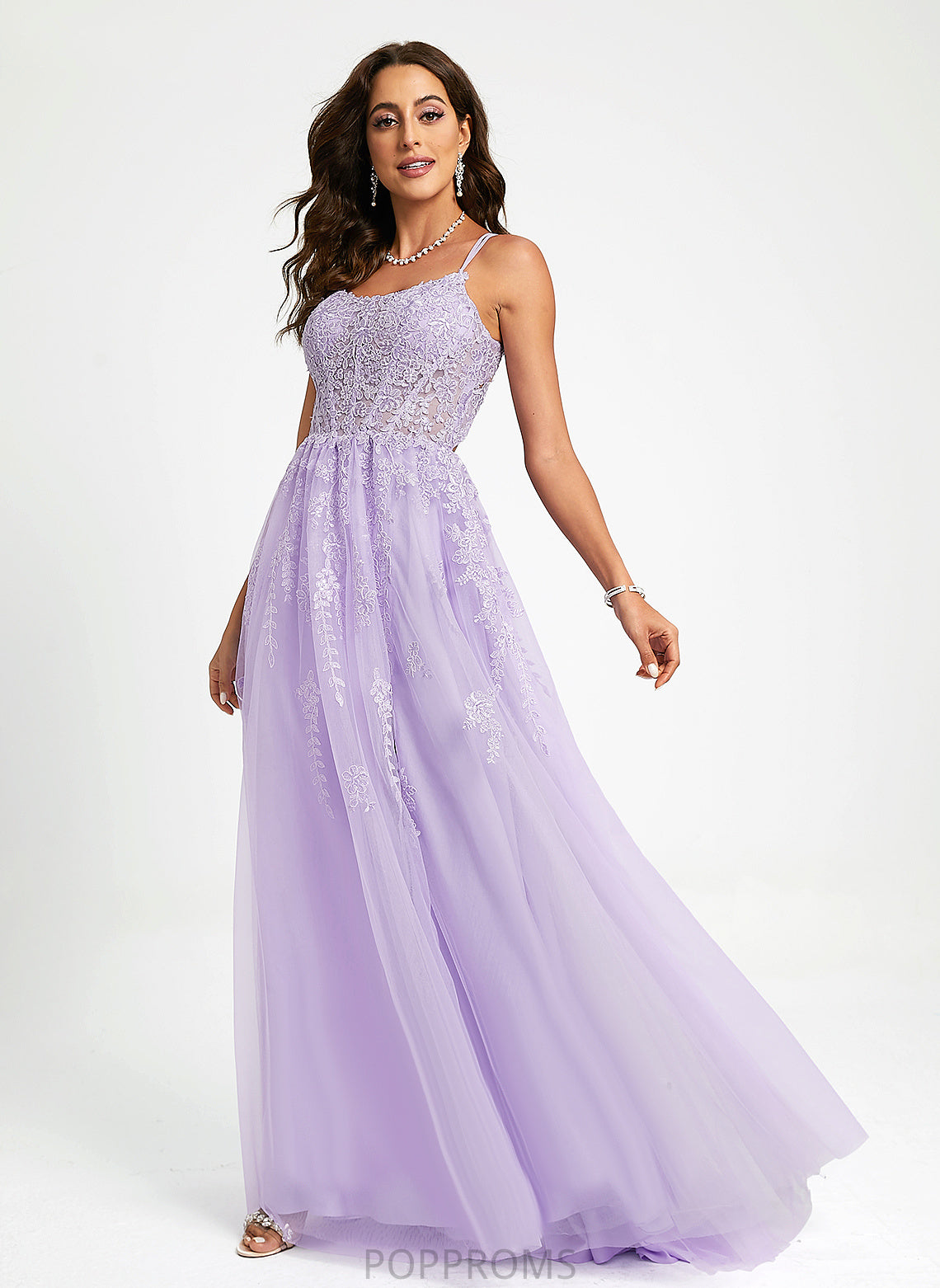 With Sweep Tulle Lace Train Lydia Prom Dresses Sequins Ball-Gown/Princess Scoop