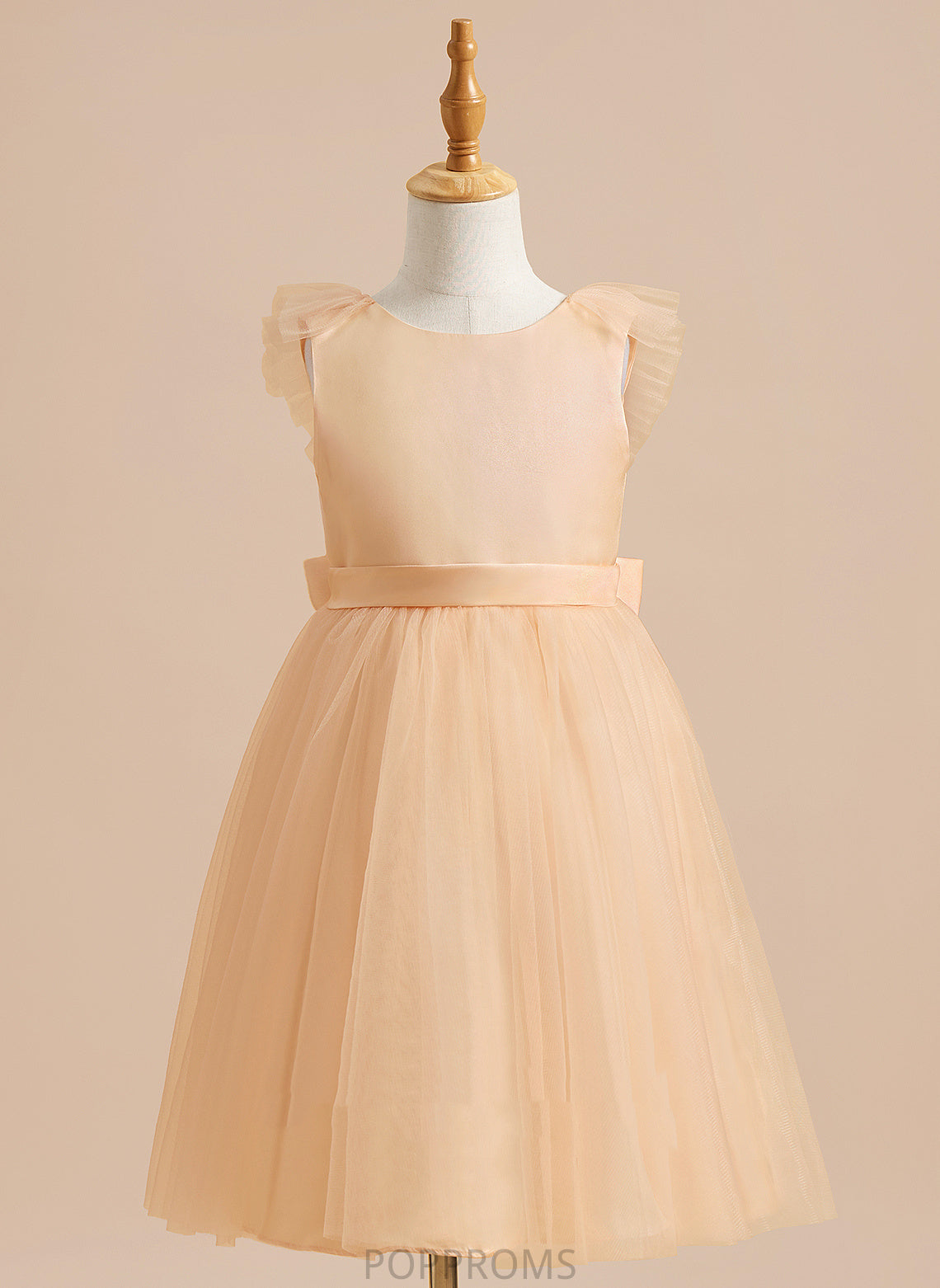 Sleeveless - Girl Bow(s) Tulle Flower Girl Dresses Dress Neck Scoop Flower Knee-length With Hedda A-Line