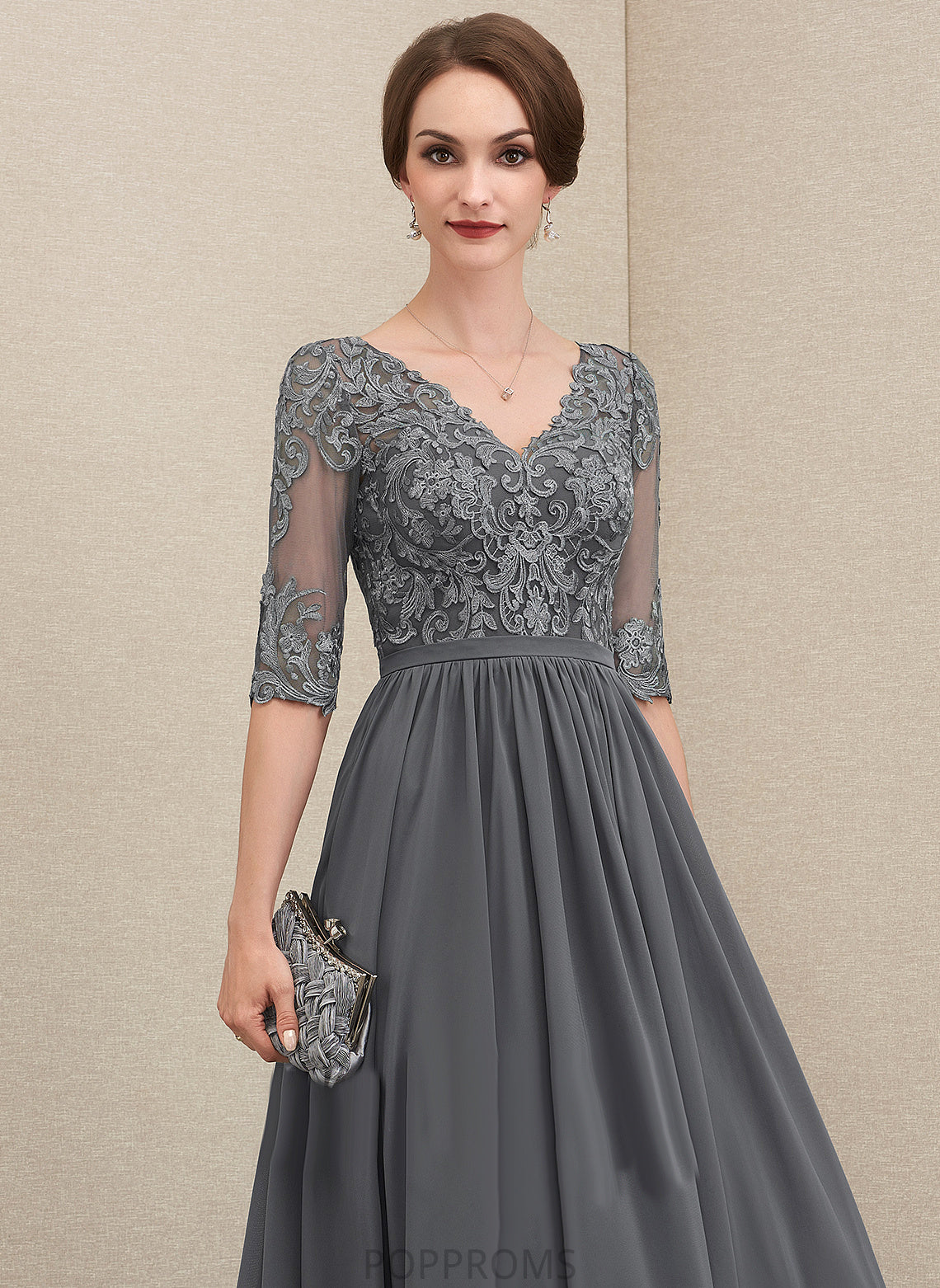 Dress Lace the Bride A-Line V-neck Mother of the Bride Dresses Chiffon Sally of Mother Ankle-Length