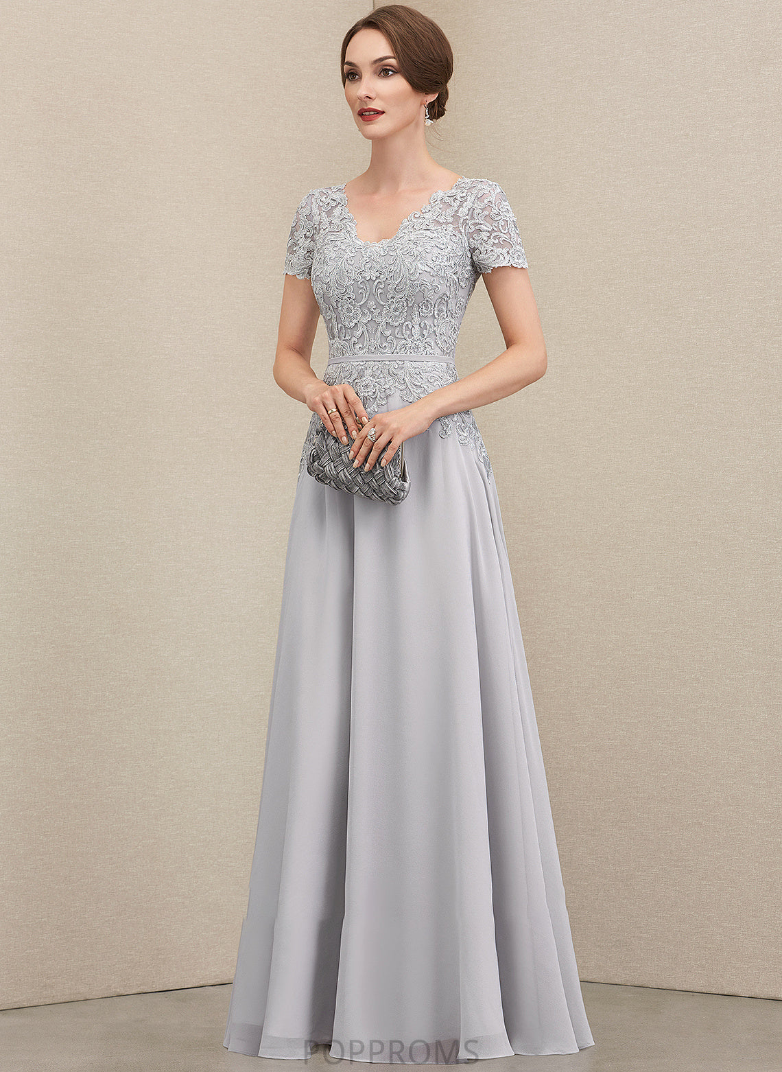 Floor-Length of Lace the Mother Jayda V-neck Mother of the Bride Dresses Bride A-Line With Chiffon Dress Sequins