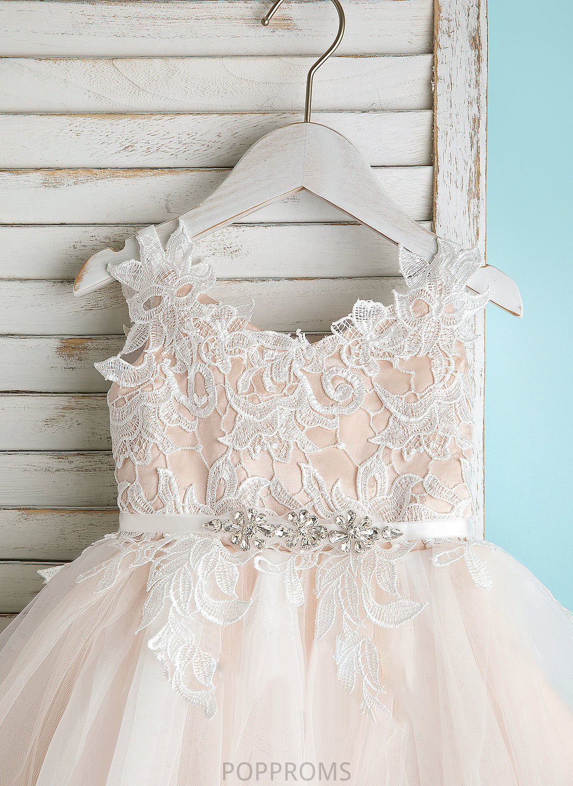 V-neck/Straps A-Line Tulle/Lace Dress Flower Girl Dresses Girl Flower Monique Knee-length Sleeveless -