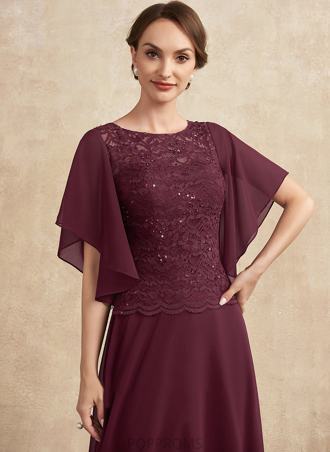 Chiffon With of Mother of the Bride Dresses A-Line Rebecca Bride Scoop the Sequins Neck Lace Floor-Length Mother Dress