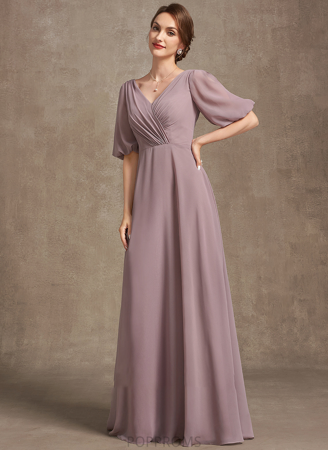 With Bride Ruffle Mother of the Bride Dresses Alexus of Mother V-neck Dress A-Line the Floor-Length Chiffon