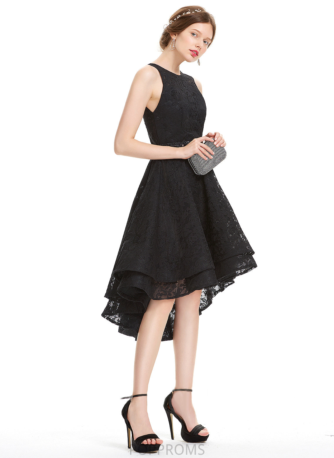 Homecoming Dresses Scoop Neck With Beading Dress Homecoming Carolyn A-Line Asymmetrical Lace Lace