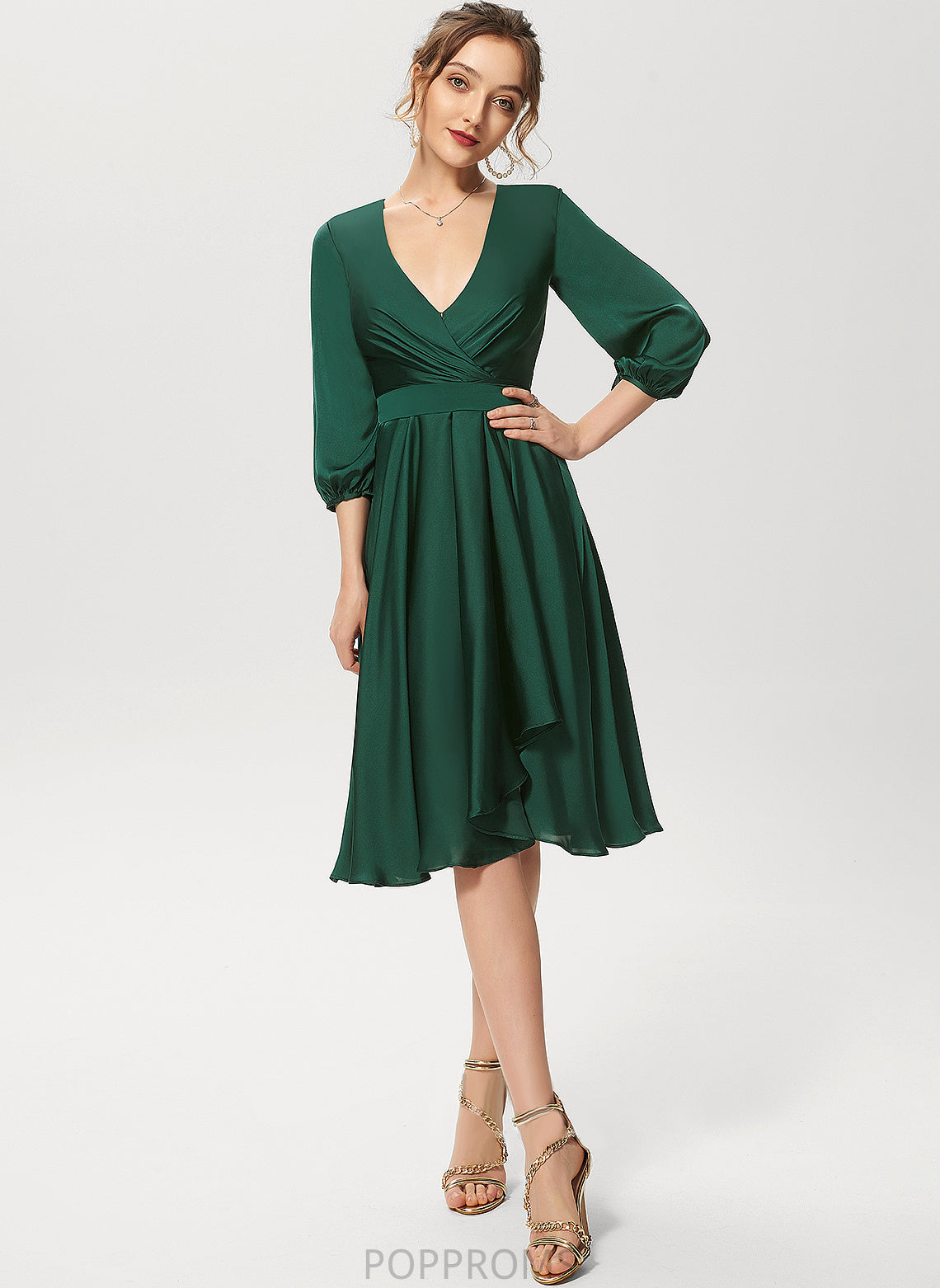 Asymmetrical Nathaly Dress Chiffon Cocktail Satin Cocktail Dresses V-neck A-Line