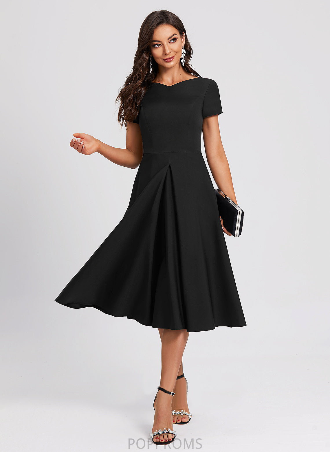 Cocktail Crepe Kaya Stretch Dress V-neck Cocktail Dresses A-Line Knee-Length