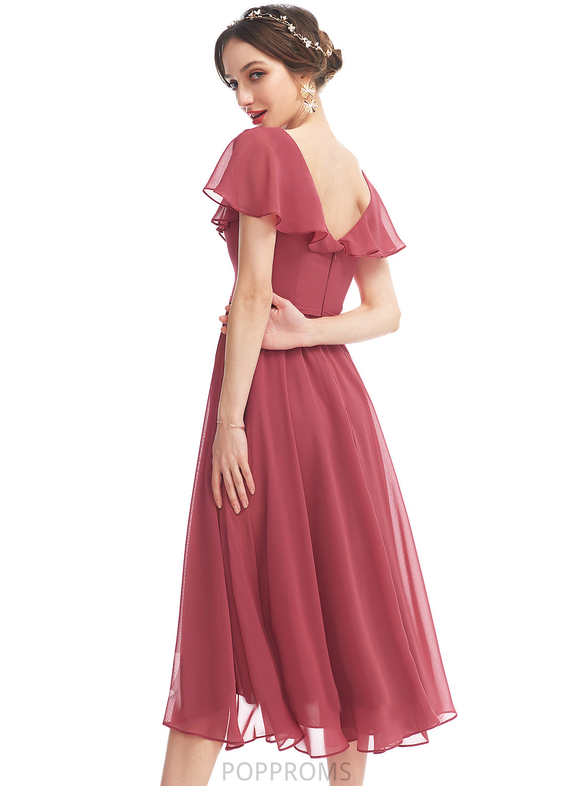 Cocktail Dresses Chiffon A-Line Asymmetrical Dress V-neck Ruffle Cocktail Patricia With