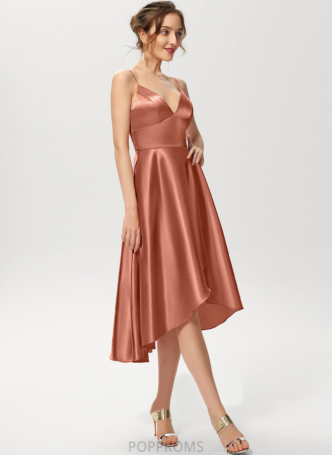 Precious Cocktail V-neck Cocktail Dresses Asymmetrical Rayon A-Line Dress