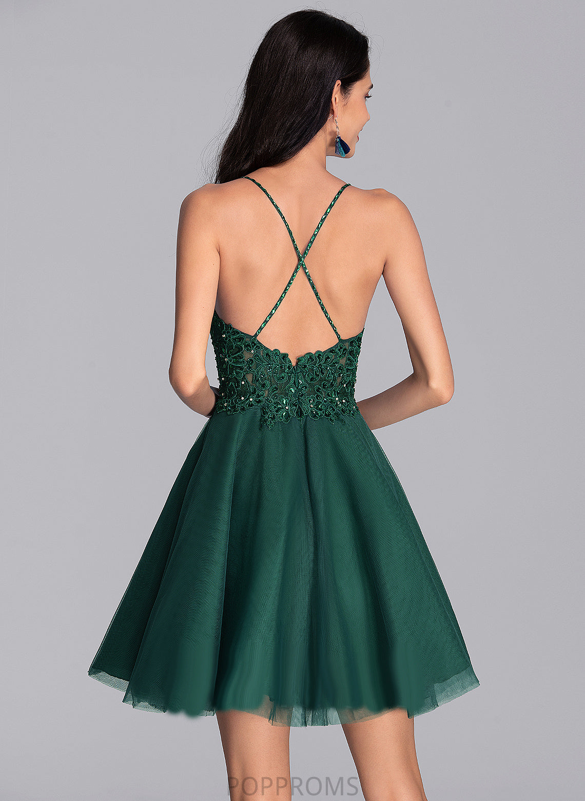 Tulle Homecoming Dress Gracelyn A-Line Short/Mini Beading Homecoming Dresses With Sequins V-neck