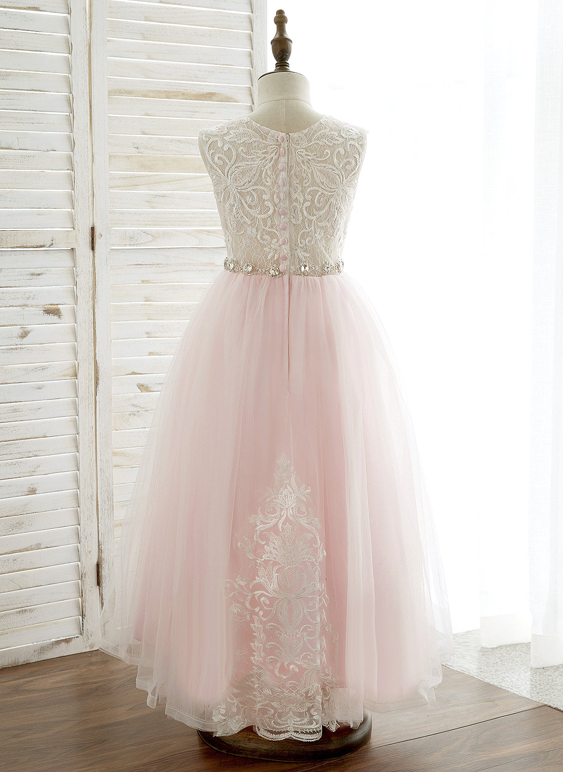 Rhinestone Ankle-length Tulle/Lace A-Line/Princess Neck With Girl Flower Girl Dresses Flower - Sleeveless Rebekah Dress Scoop