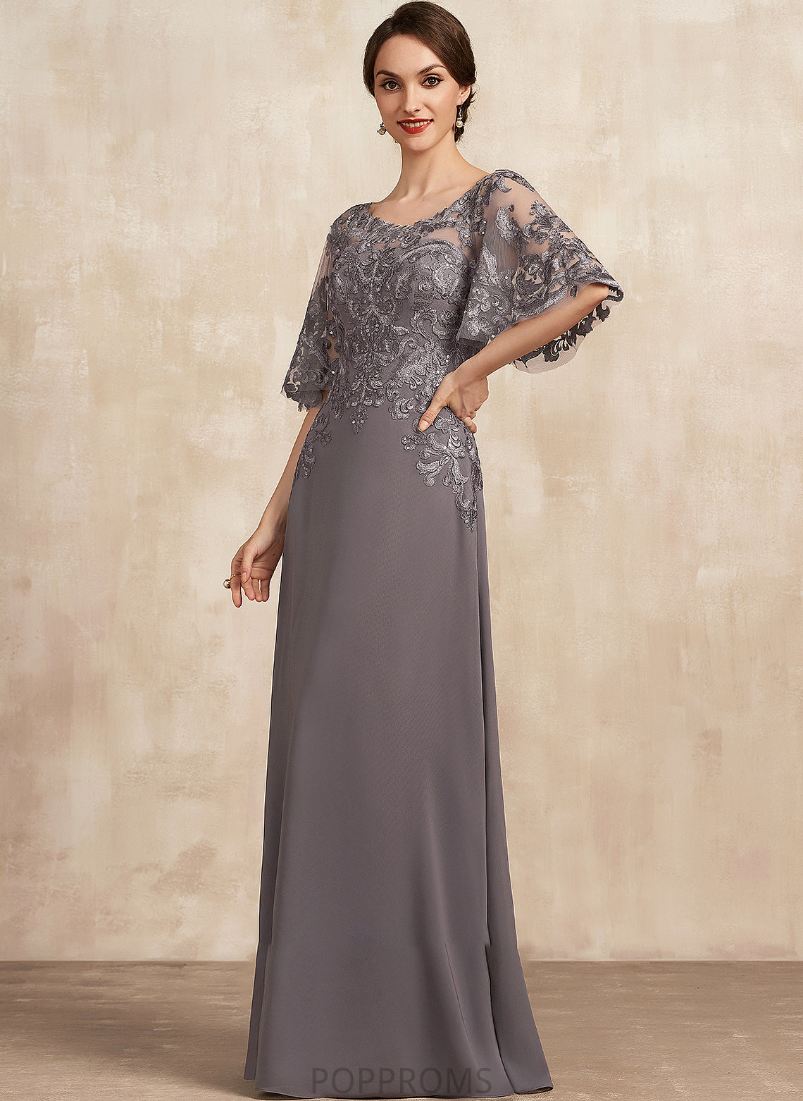 Scoop Damaris Neck the Floor-Length A-Line Chiffon Sequins With Dress Lace Mother of the Bride Dresses Bride Mother of