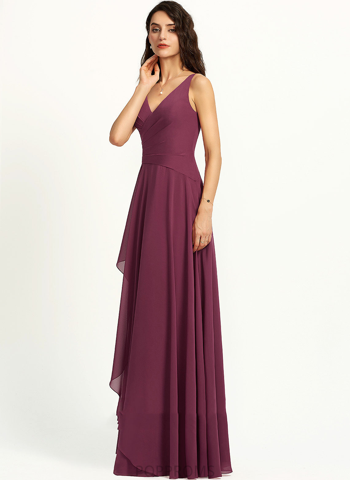 V-neck SplitFront Fabric Floor-Length Neckline Length A-Line Silhouette Embellishment Allie Scoop A-Line/Princess Bridesmaid Dresses