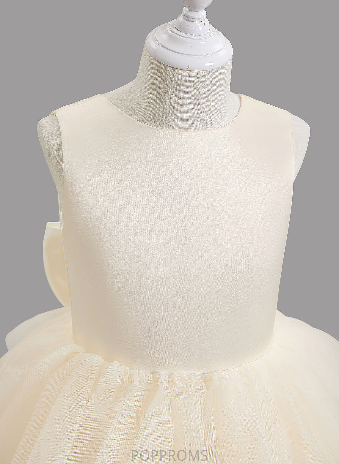 With Flower Girl Dresses Scoop Satin/Tulle Dress Neck Sleeveless Floor-length Ball-Gown/Princess - Ruffles/Bow(s) Girl Flower Jaelynn