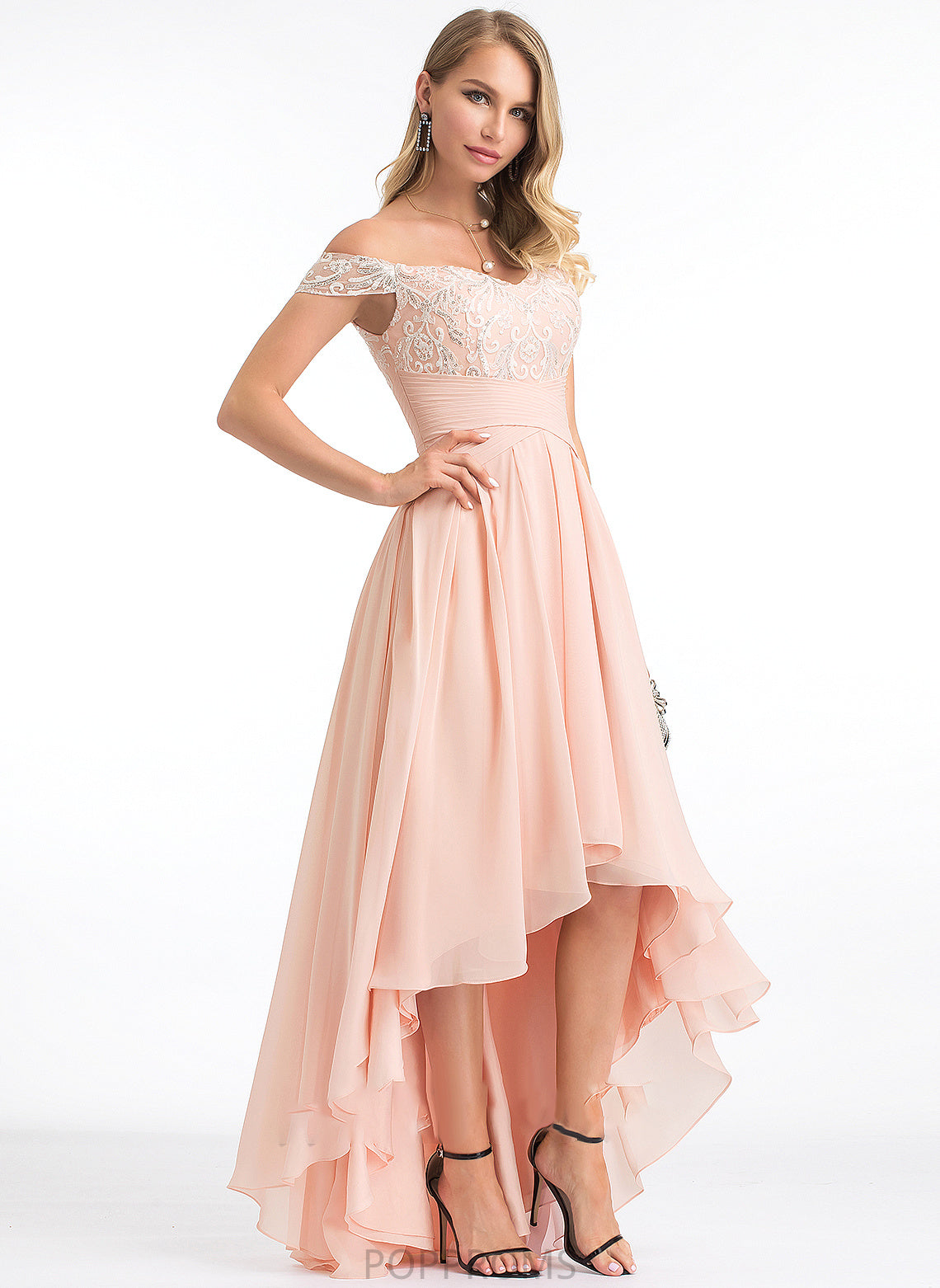 Prom Dresses With Off-the-Shoulder Sequins Chiffon Asymmetrical Destiny A-Line