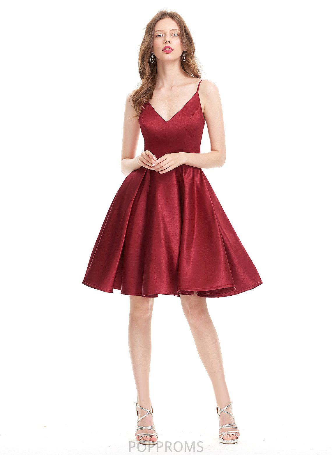 Satin Prom Dresses Germaine Short/Mini A-Line V-neck