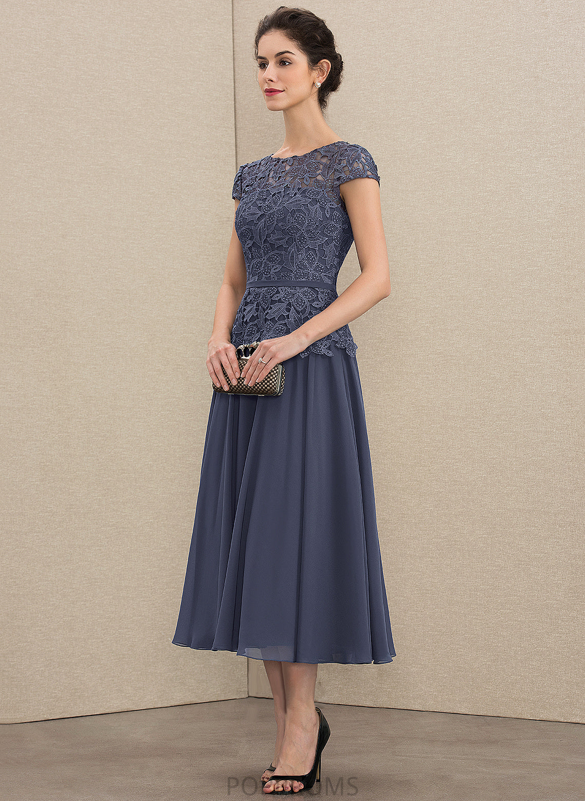 Neck A-Line Lace of Tea-Length Araceli Dress the Mother Bride Chiffon Mother of the Bride Dresses Scoop