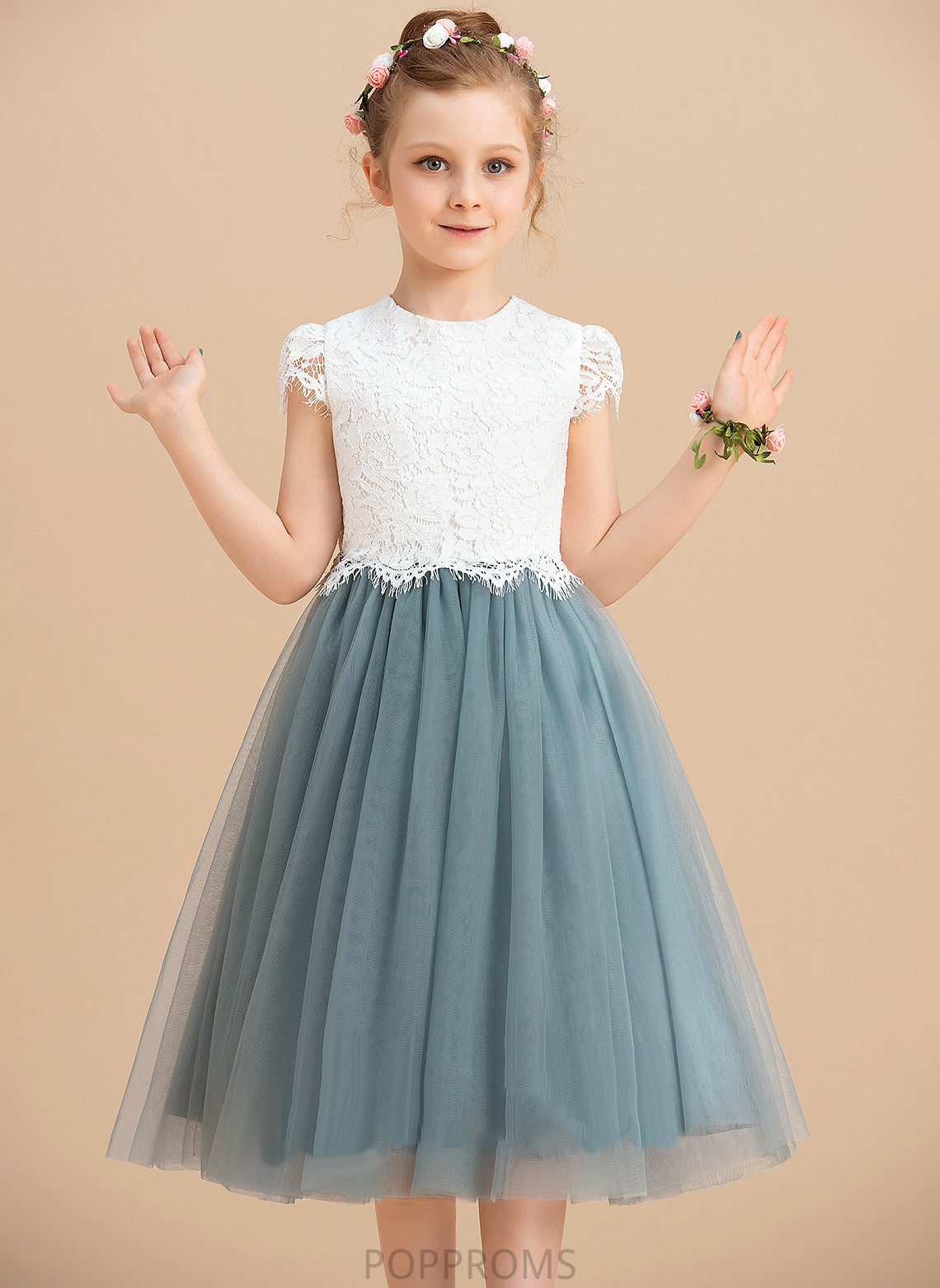 A-Line Dress Neck Tea-length Scoop Flower Girl Dresses Mia Tulle/Lace Girl Flower - Sleeveless