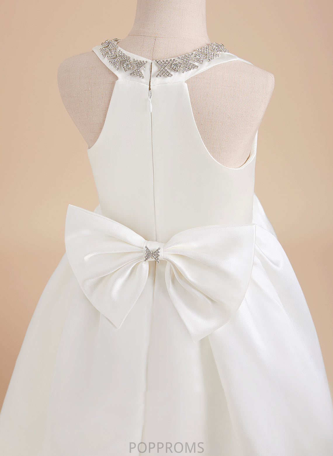 V-neck Angie Dress Flower Ball-Gown/Princess Girl Satin - Flower Girl Dresses Sleeveless With Train Beading Sweep