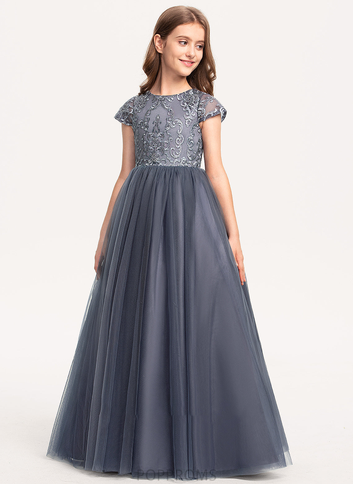 Tulle Lace Junior Bridesmaid Dresses Floor-Length Areli Ball-Gown/Princess Neck Scoop