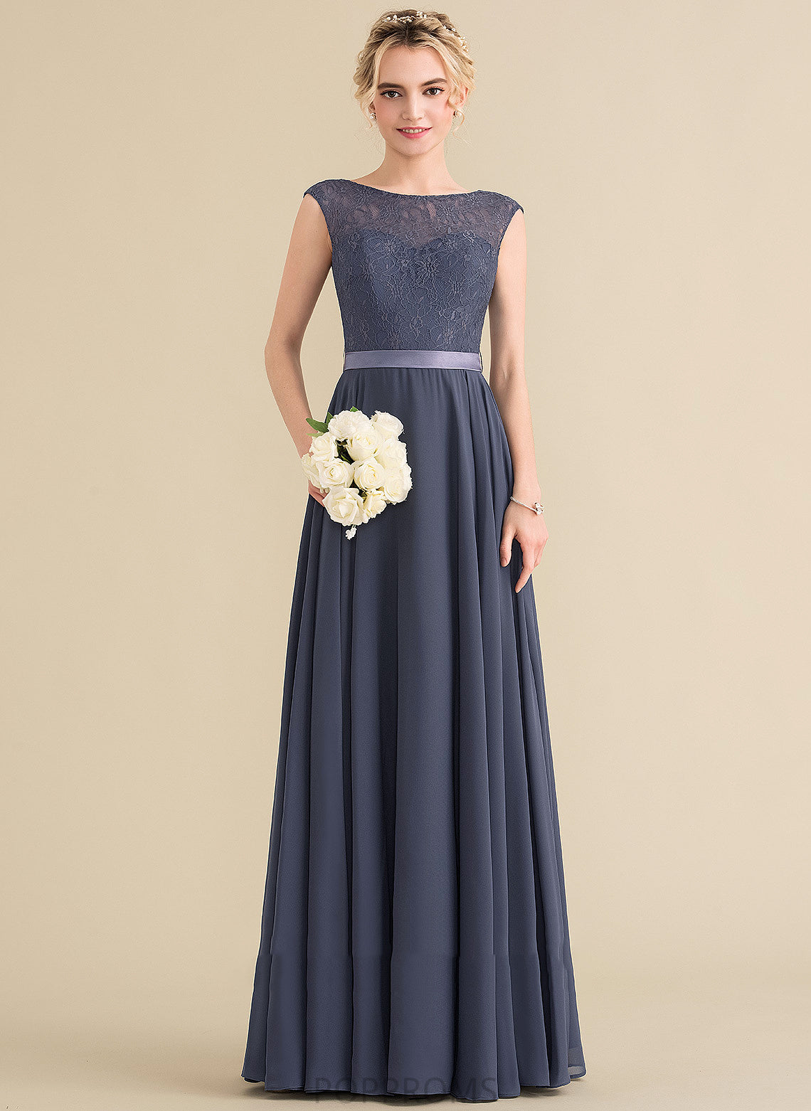 Floor-Length Embellishment Neckline Bow(s) Fabric Length A-Line ScoopNeck Silhouette Gemma One Shoulder A-Line/Princess Bridesmaid Dresses