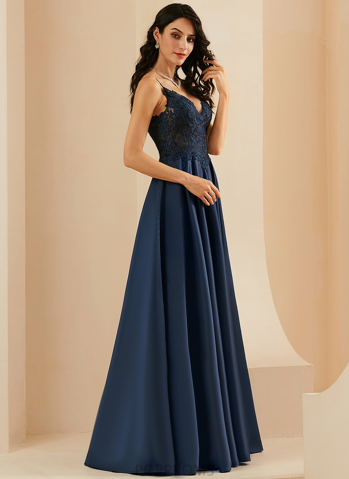 Prom Dresses Lace Floor-Length A-Line V-neck Tabitha