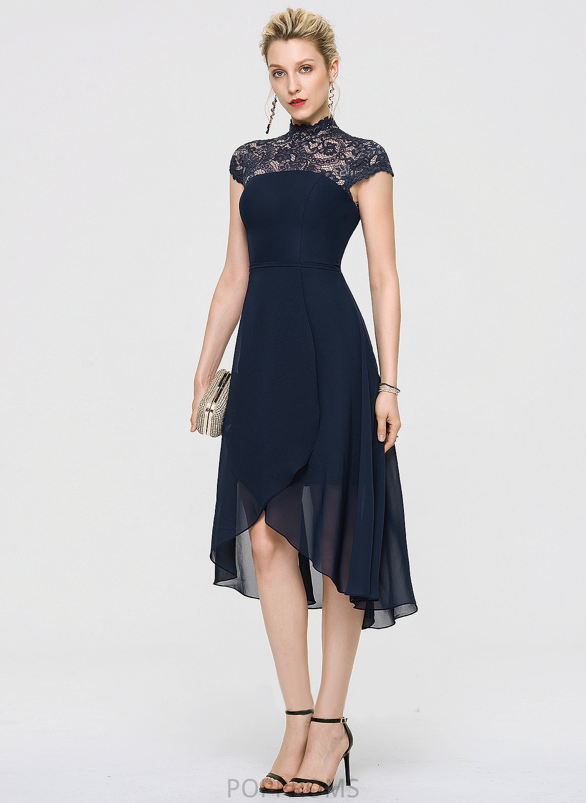 Cocktail A-Line Cocktail Dresses High Neck Asymmetrical Anna Dress Chiffon