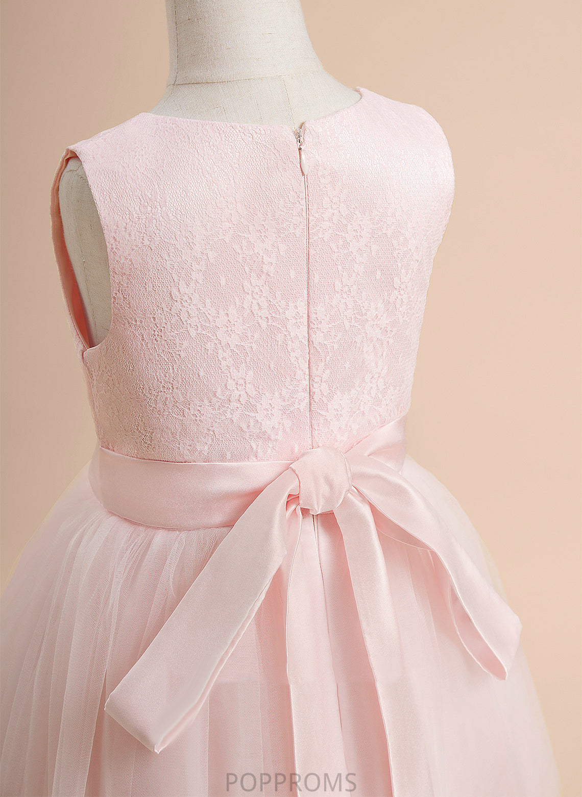 With Flower Girl Dresses Scoop Tamia Sleeveless Satin/Tulle A-Line Lace Dress Knee-length Neck Girl - Flower