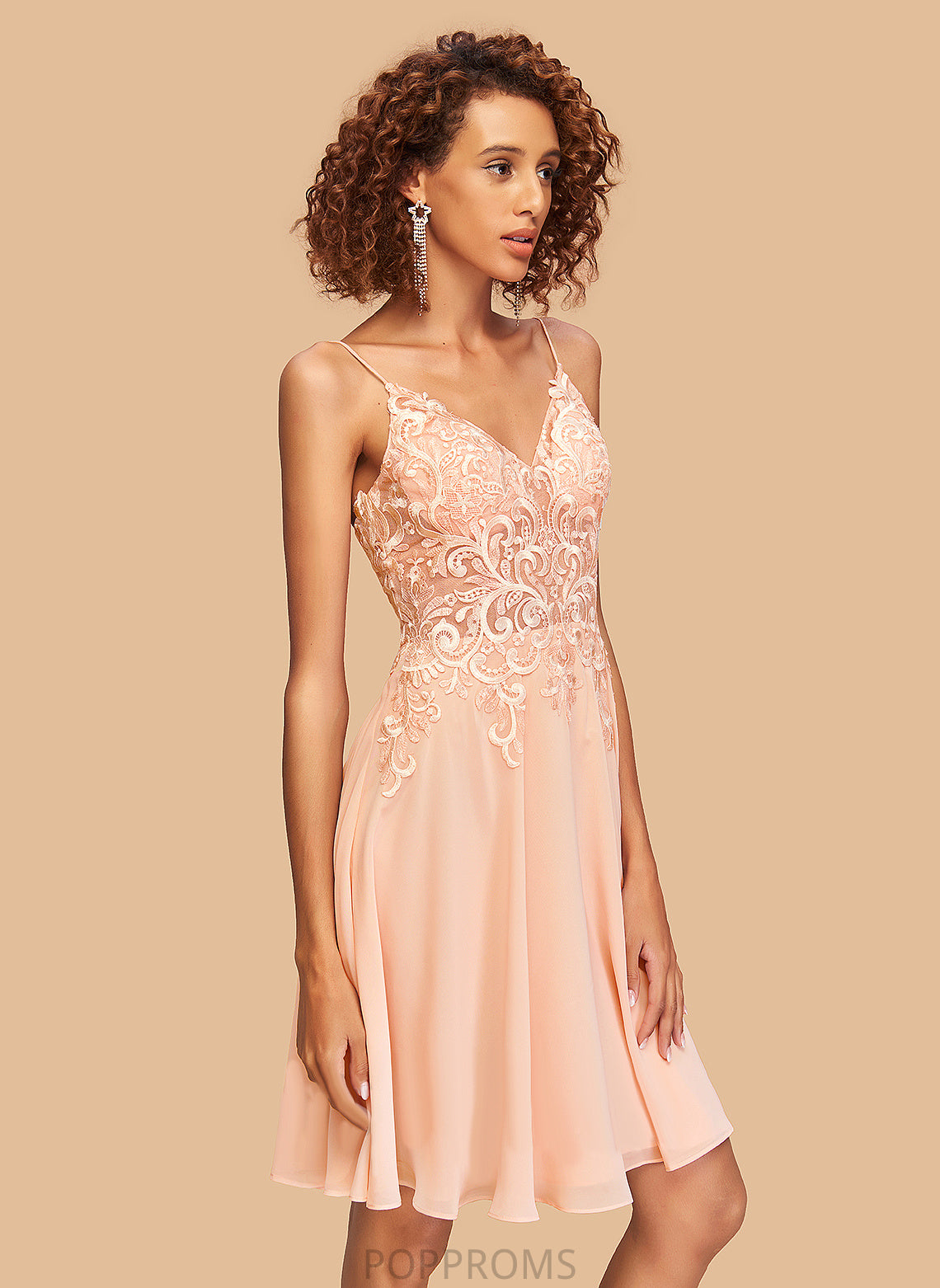 Lace Chiffon Homecoming Knee-Length V-neck Janiyah With Dress Homecoming Dresses A-Line