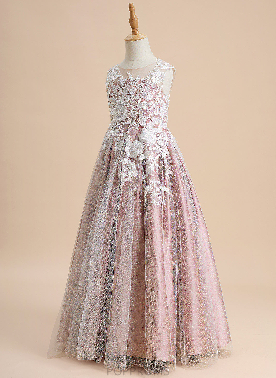 Scoop Floor-length Flower Girl With Tulle Neck Flower Girl Dresses Lace - Maritza Dress Sleeveless A-Line