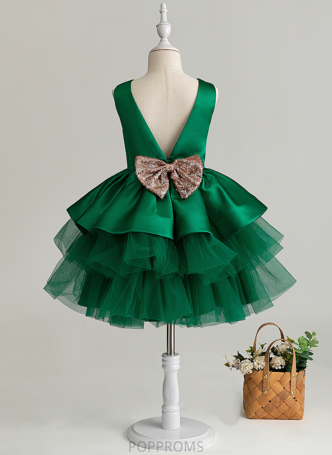 Scoop With Tulle Dress Ball-Gown/Princess Flower - Mckayla Flower Girl Dresses Girl Bow(s) Knee-length Neck Sleeveless