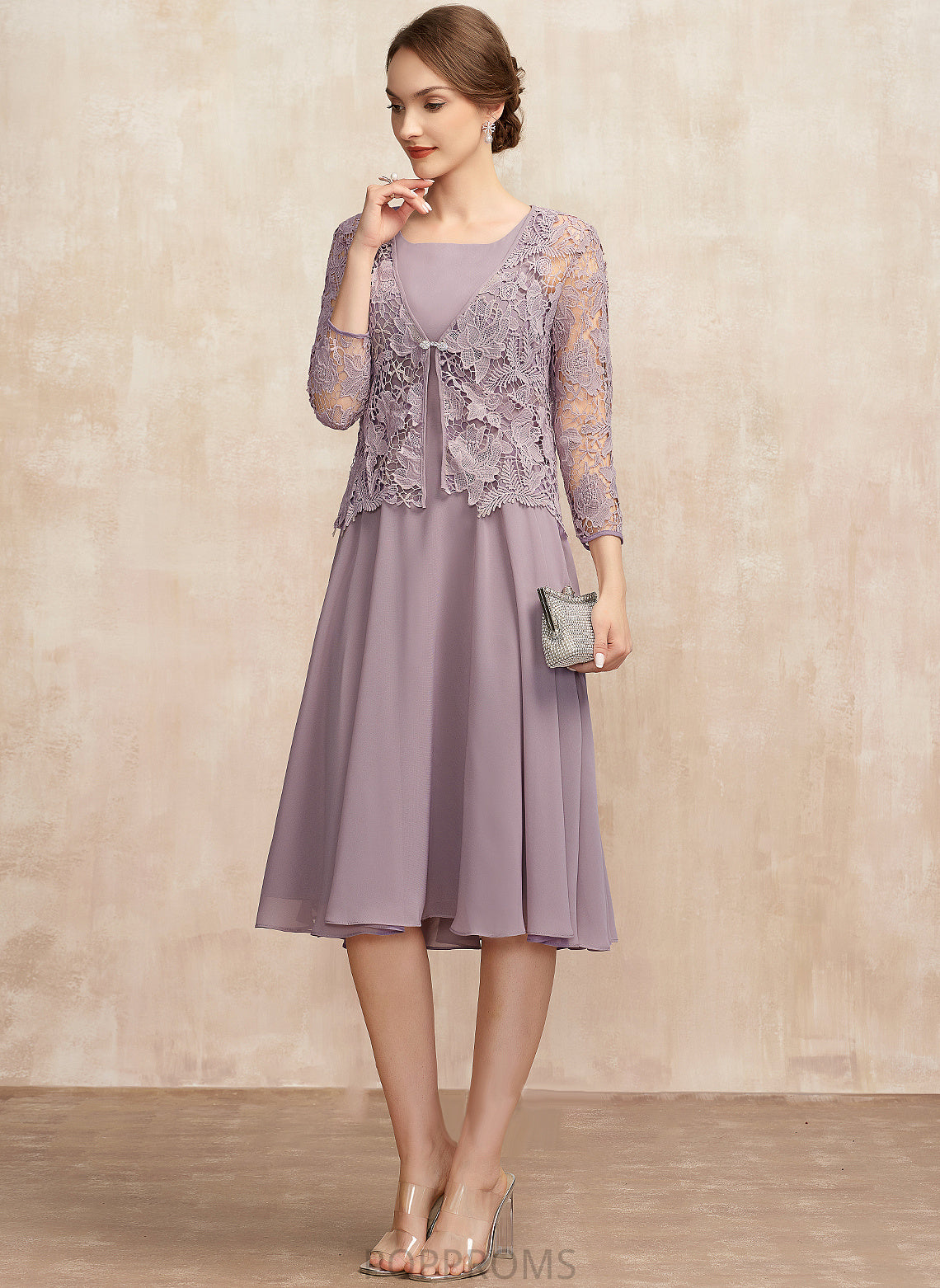 Chiffon Knee-Length Square A-Line Mother of the Mother of the Bride Dresses Bride Neckline Dayami Dress