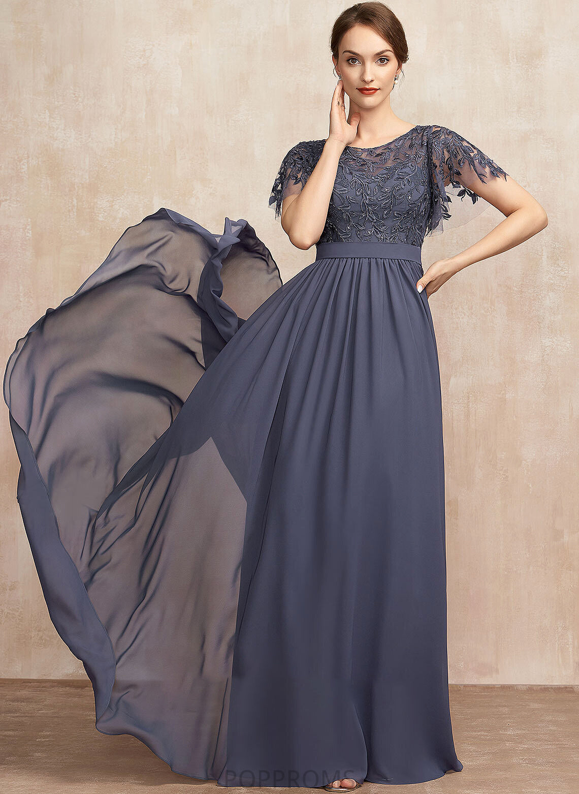 With Lace Chiffon the Bride Mother Sequins Mother of the Bride Dresses A-Line Scoop Luciana of Dress Neck Floor-Length