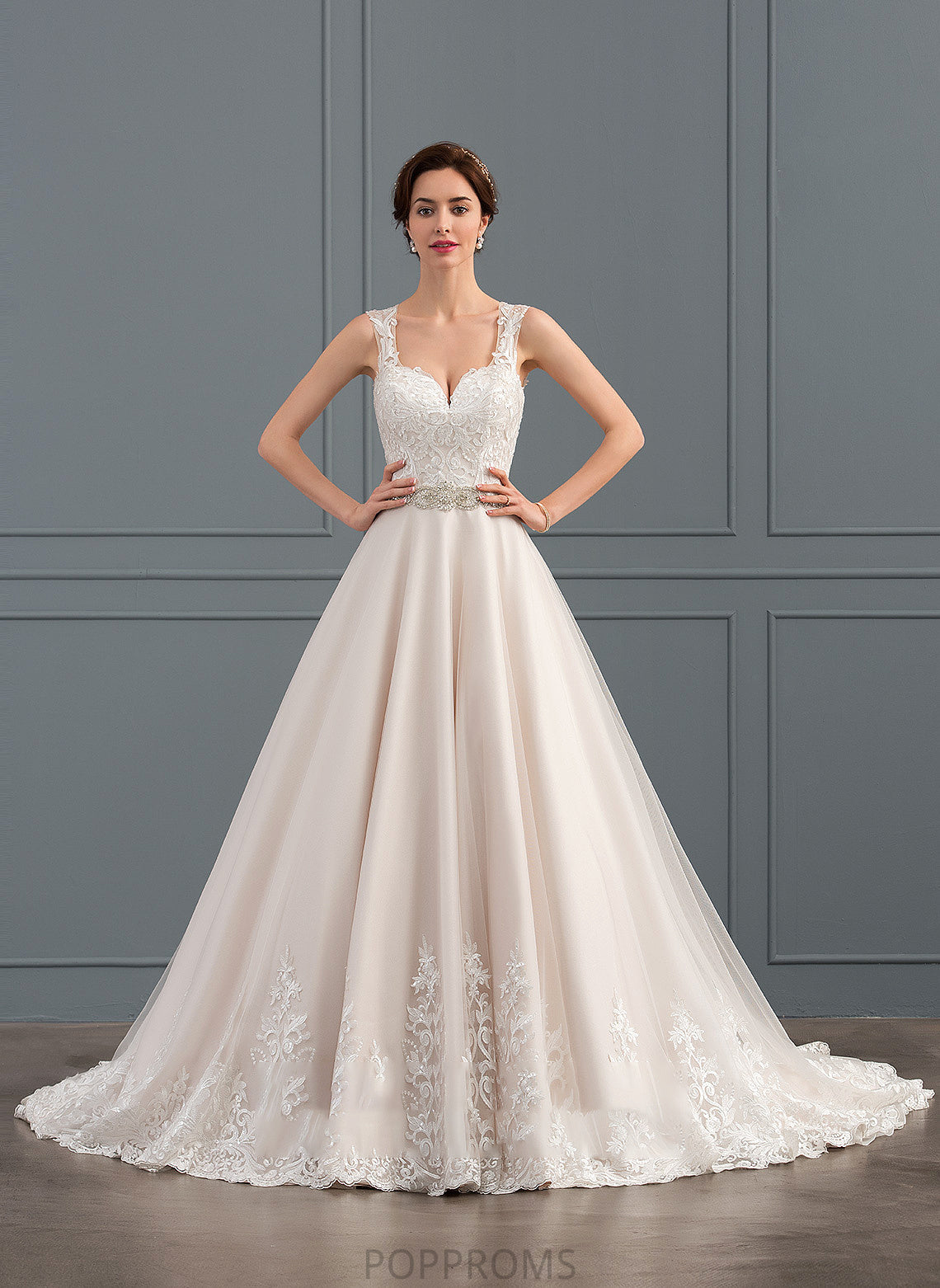 Dress Lucia Wedding Dresses With Beading Court Ball-Gown/Princess Tulle Lace Wedding Sweetheart Train