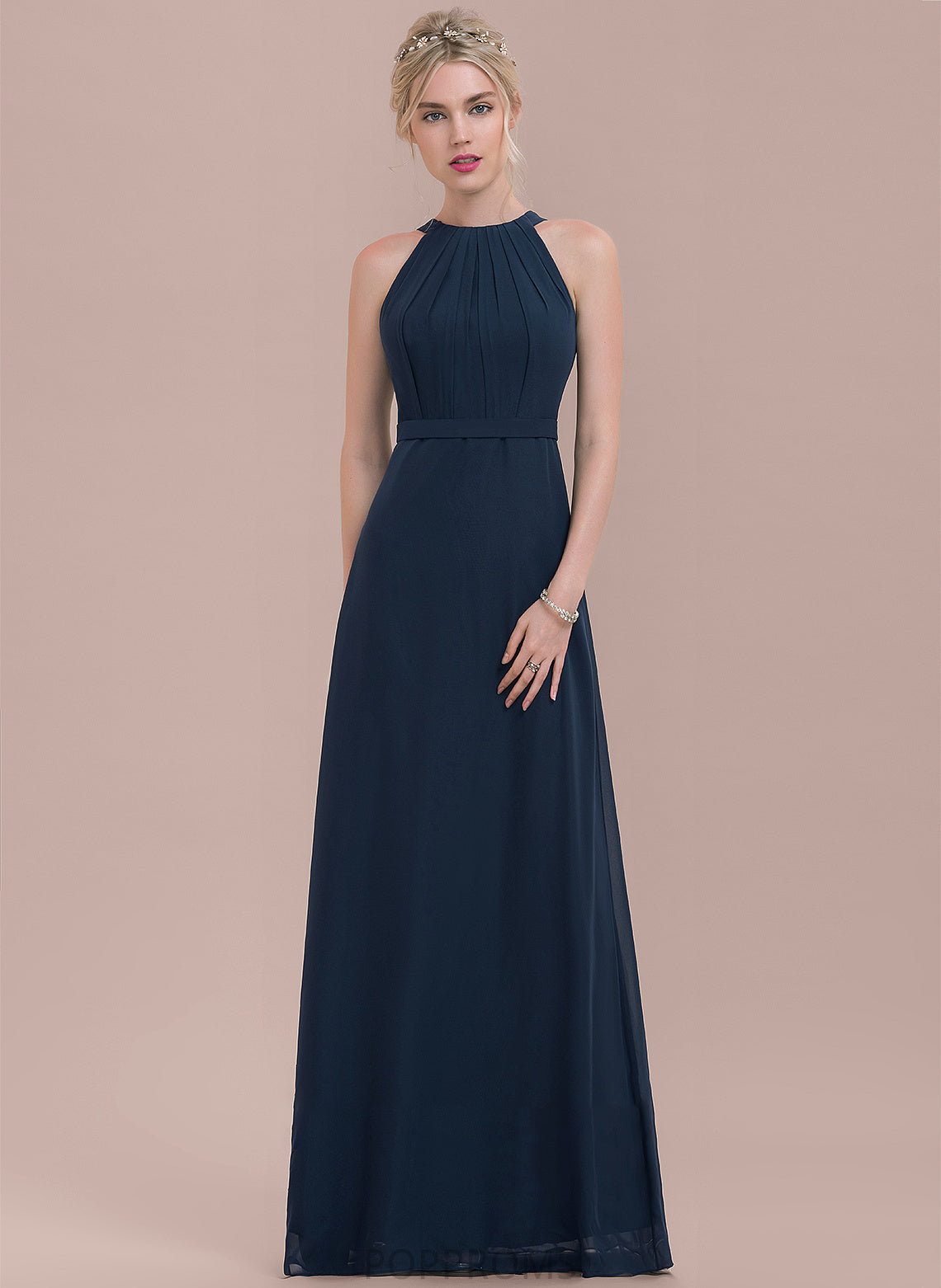 Length Fabric A-Line Silhouette Ruffle Embellishment Neckline ScoopNeck Floor-Length Hadassah Sleeveless Floor Length Bridesmaid Dresses