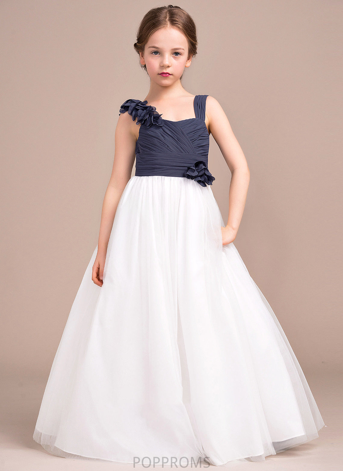 With Tulle Floor-Length Flower(s) Chiffon Junior Bridesmaid Dresses Sweetheart A-Line Ruffle Mina