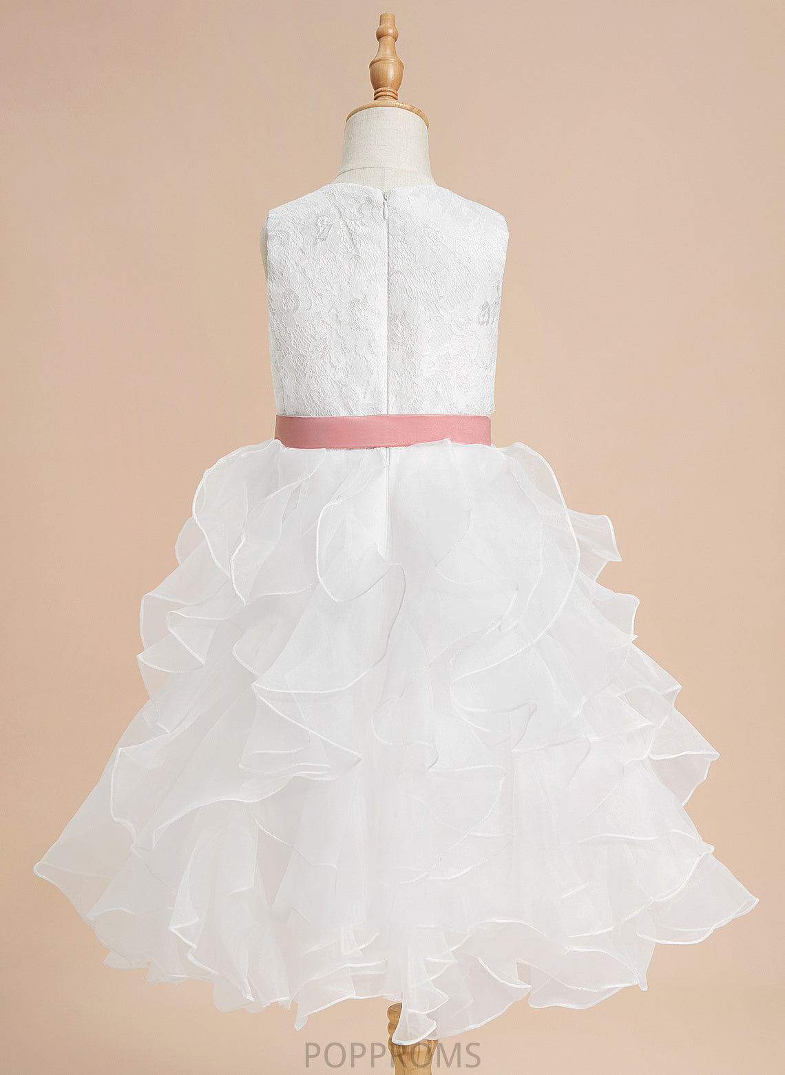 Sleeveless - Girl With Organza Neck Dress Scoop Ball-Gown/Princess Flower Shiloh Flower Girl Dresses Lace/Sash Tea-length