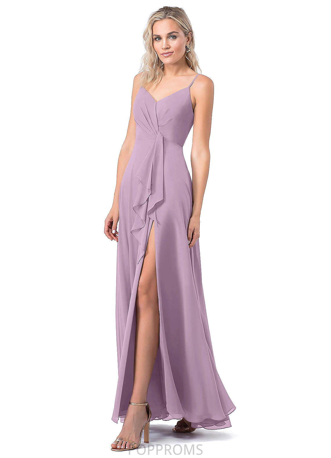 Yareli V-Neck A-Line/Princess Floor Length Natural Waist Sleeveless Bridesmaid Dresses