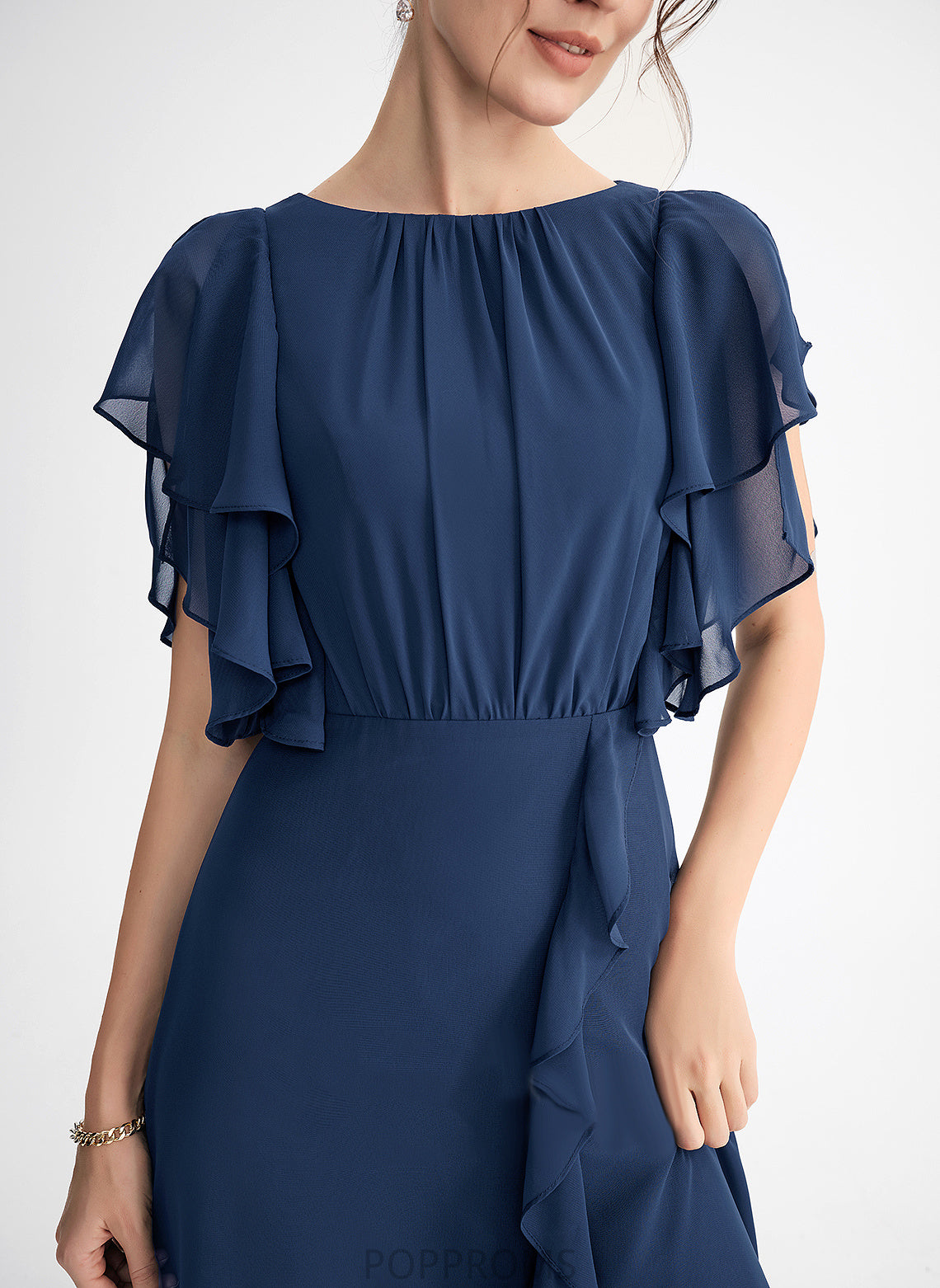 A-Line Cascading Asymmetrical Meg Cocktail Dresses Dress Neck Ruffles Cocktail Chiffon Scoop With