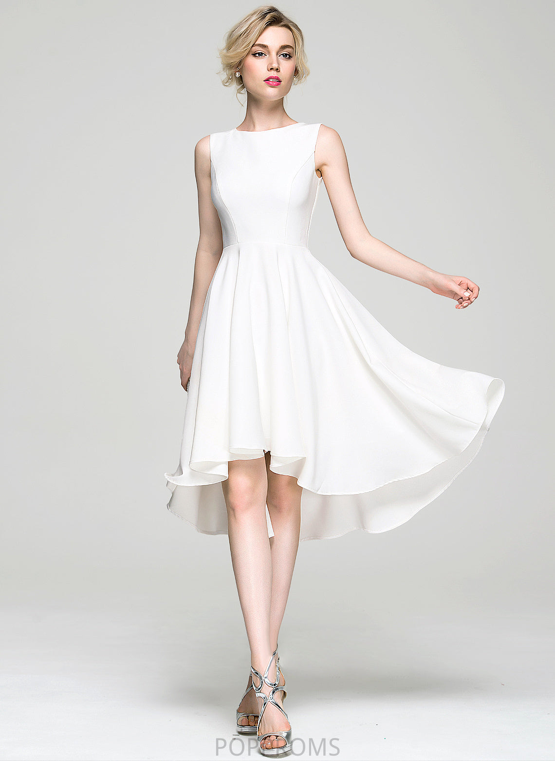 Asymmetrical Crepe Cocktail Cocktail Dresses Dress Scoop A-Line Monique Neck Stretch