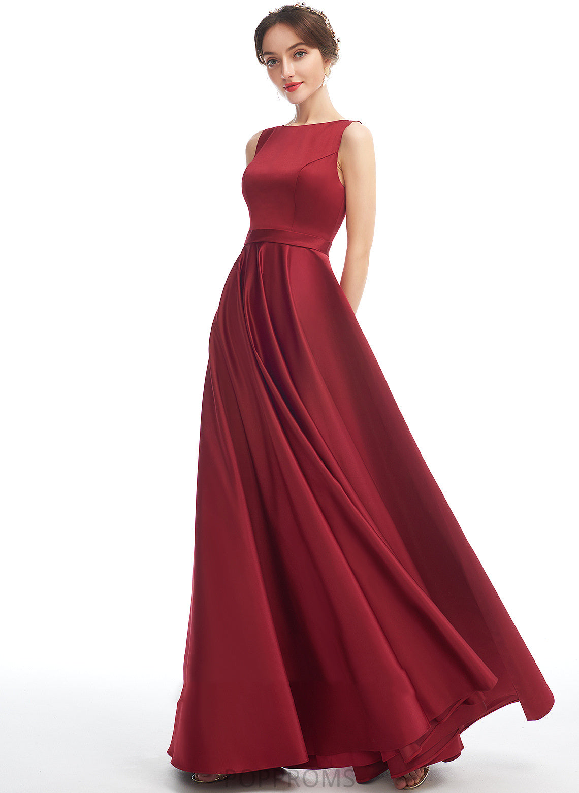 Neckline Silhouette Fabric Floor-Length Satin ScoopNeck A-Line Straps Length Hayden A-Line/Princess Spaghetti Staps Bridesmaid Dresses